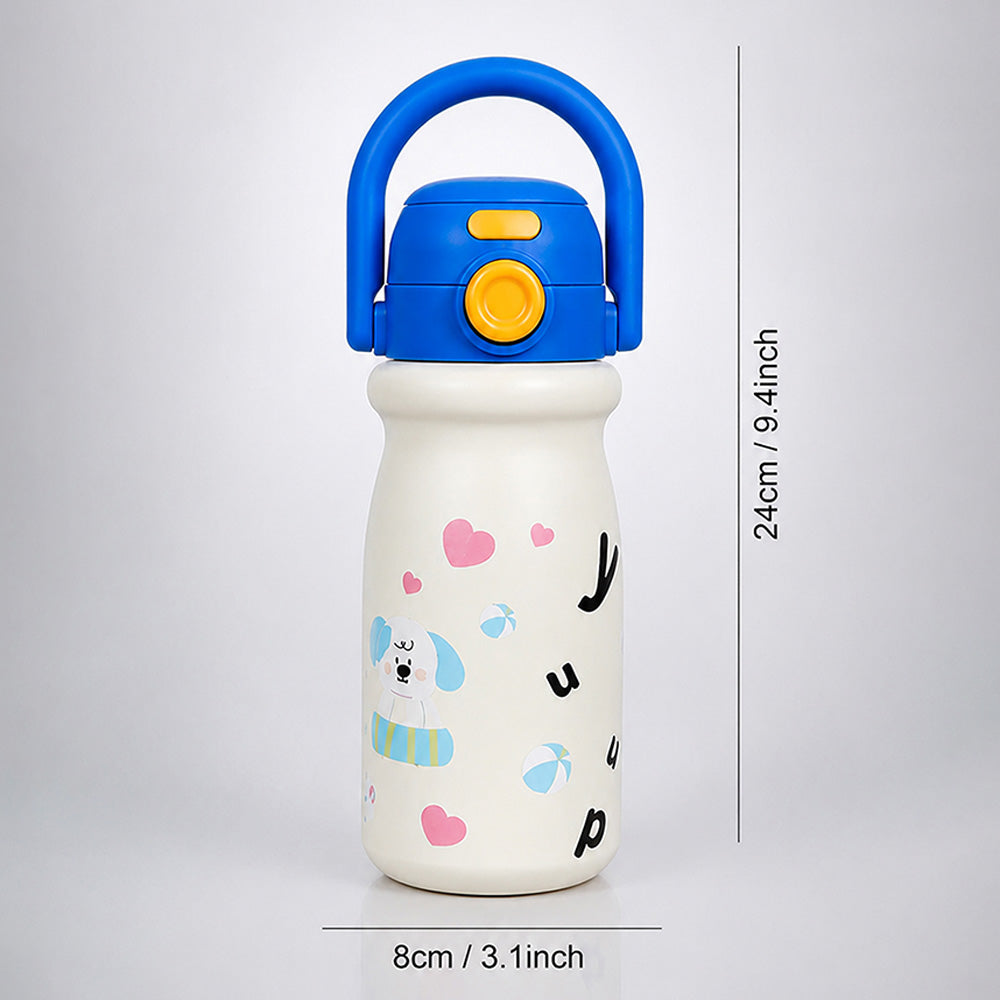 White Blue Puppy Design, Best Series, Stainless Steel Water Bottle for Kids, 500ml