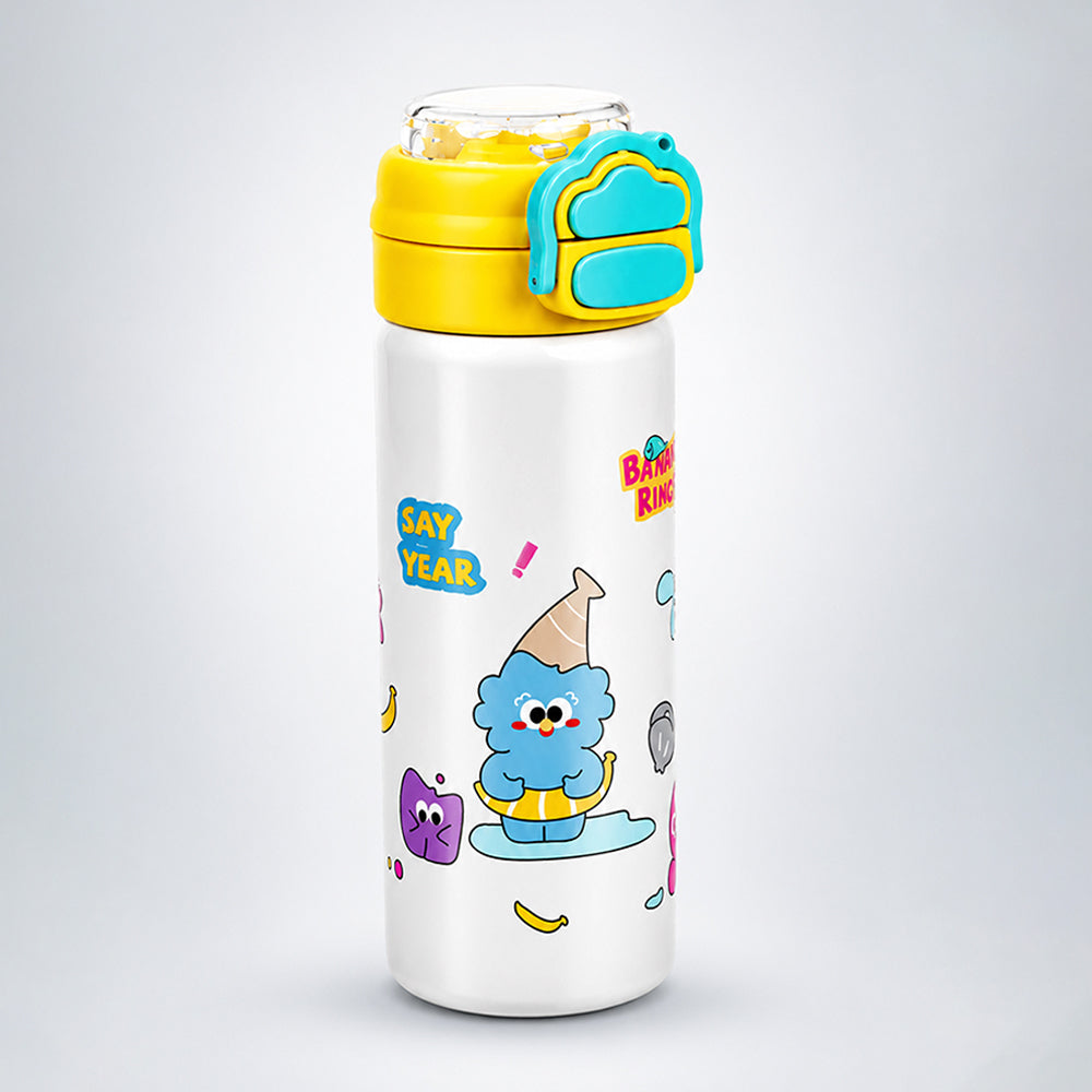Yellow Lid, Snack Time Buddy Series, Stainless Steel Water Bottle for Kids, 700ml