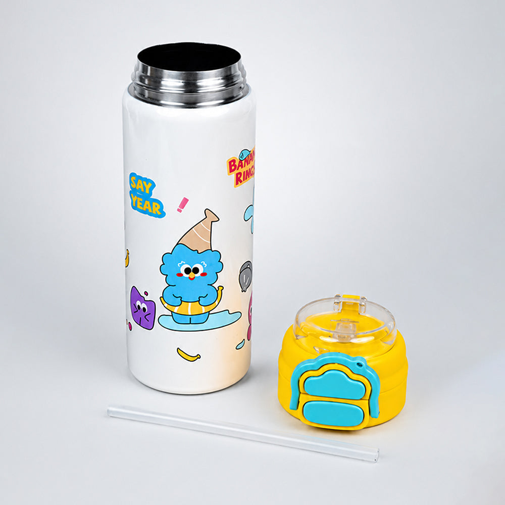 Yellow Lid, Snack Time Buddy Series, Stainless Steel Water Bottle for Kids, 700ml