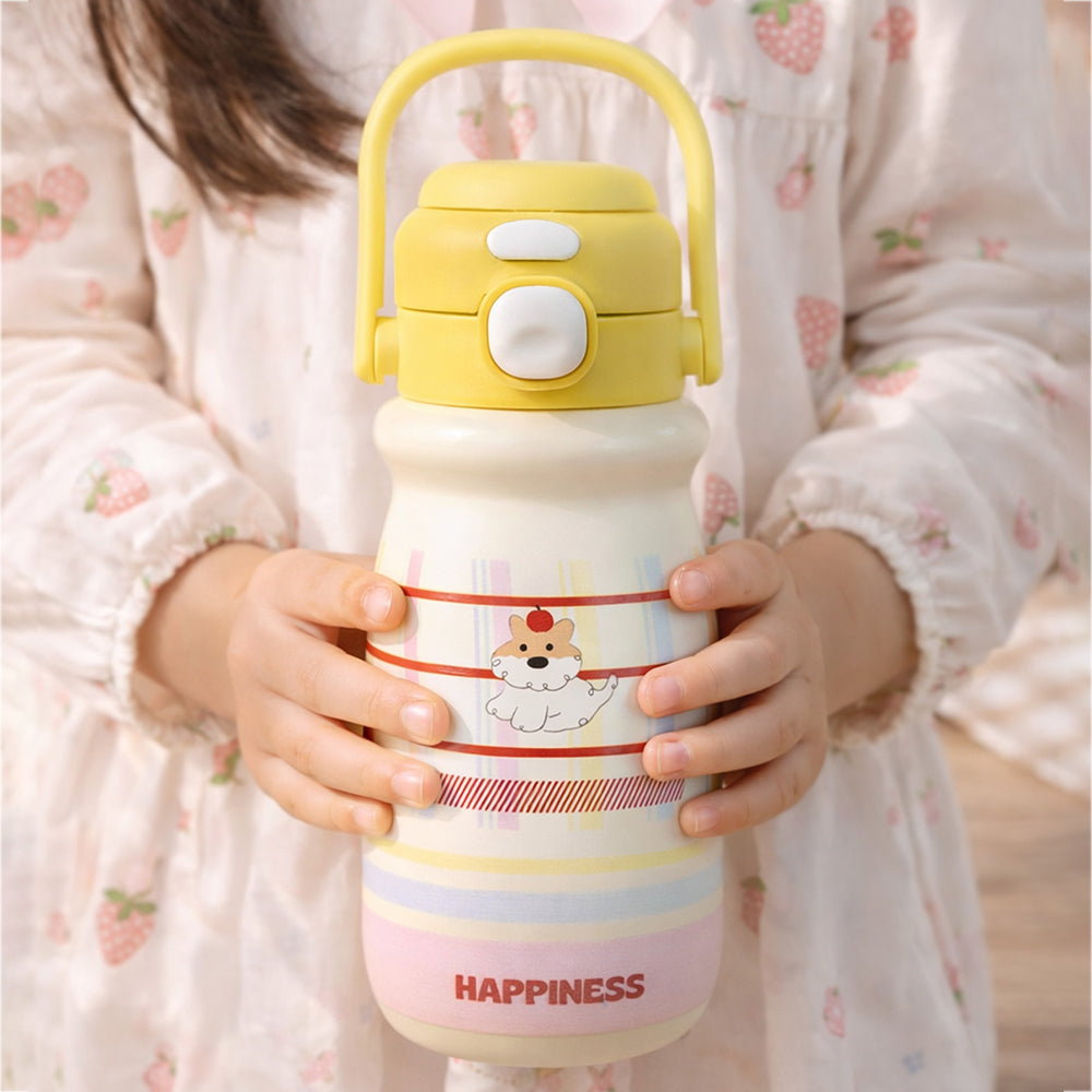 Yellow Lid, Happiness  series, Stainless Steel Water Bottle for kids, 520ml