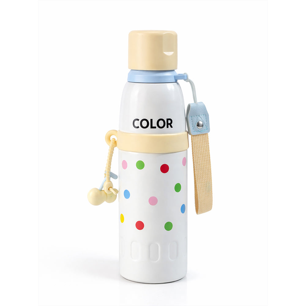 Yellow Polka Dots Stripes Cap Series,  Stainless Steel Kids Water Bottle , 520ml