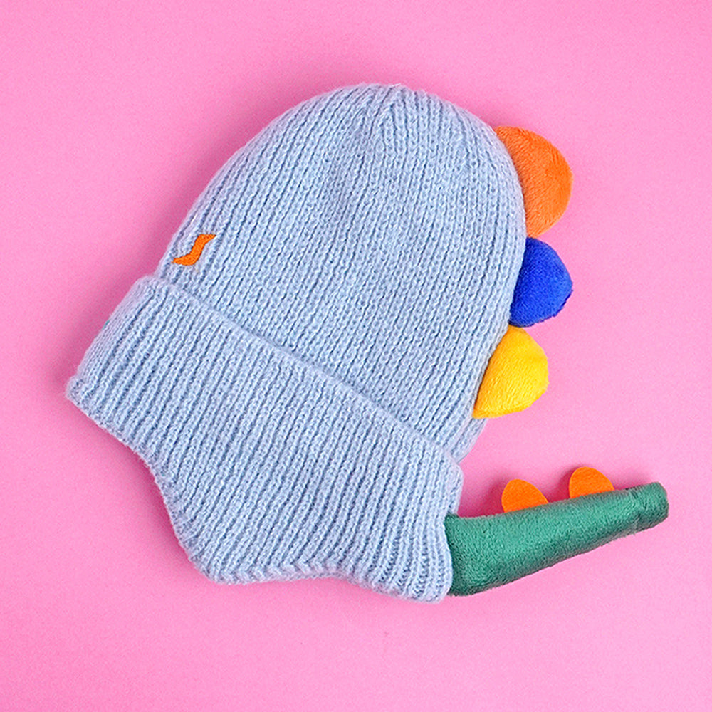 Light Blue 3d head and Tail Knitten woolen Winter Cap & Beanie, 3-10 Years