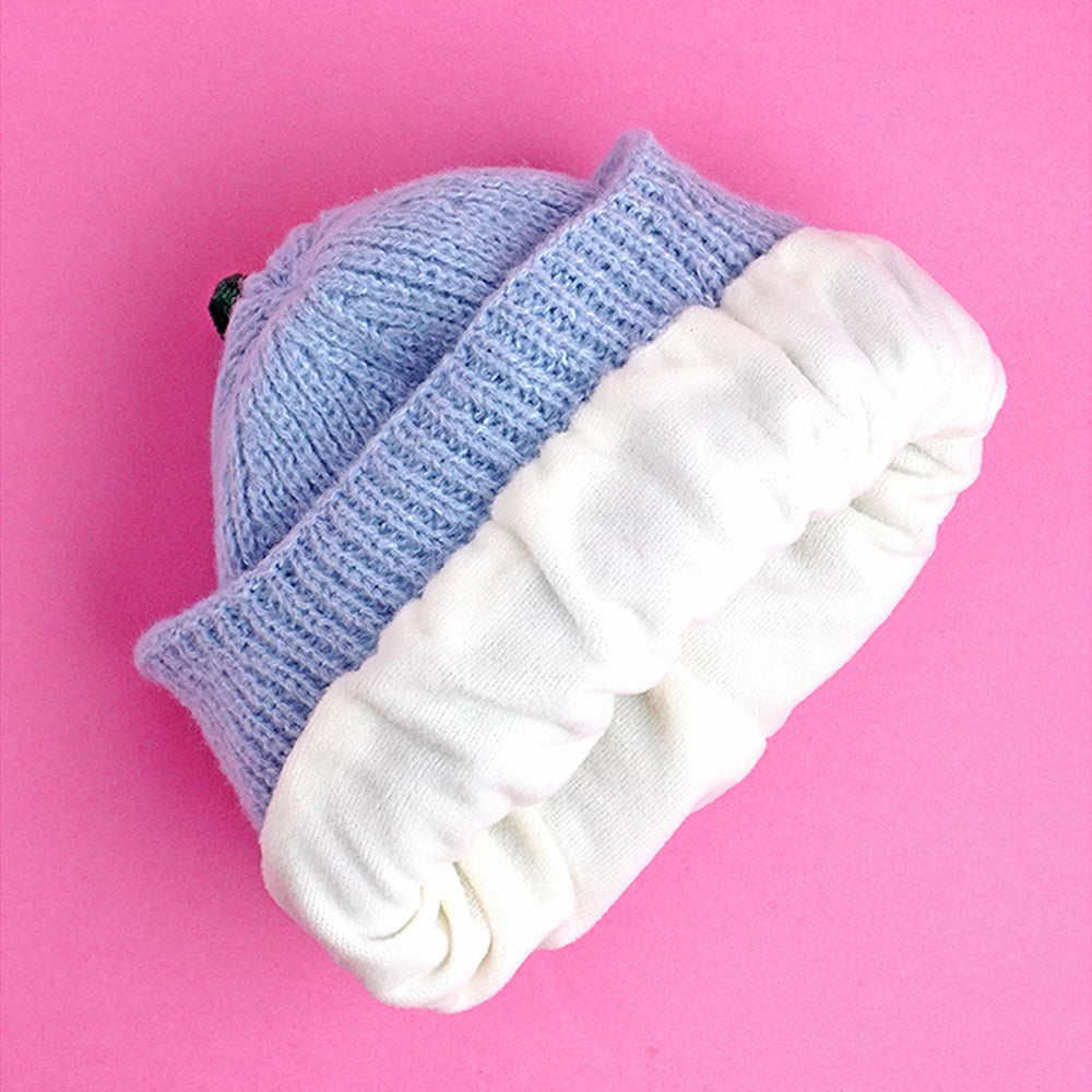 Light Blue 3d head and Tail Knitten woolen Winter Cap & Beanie, 3-10 Years