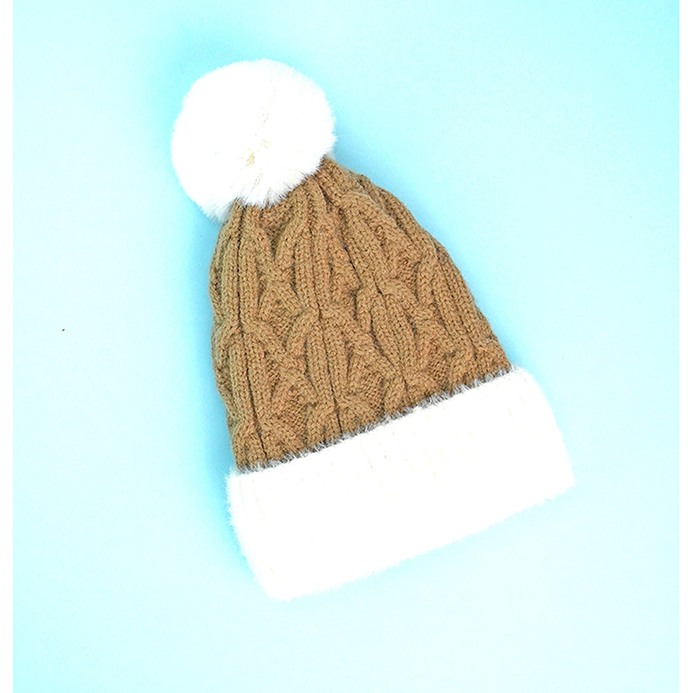 Brown Santa Christmas themed Woolen Winter Cap Beanie for kids, 3-10 Years