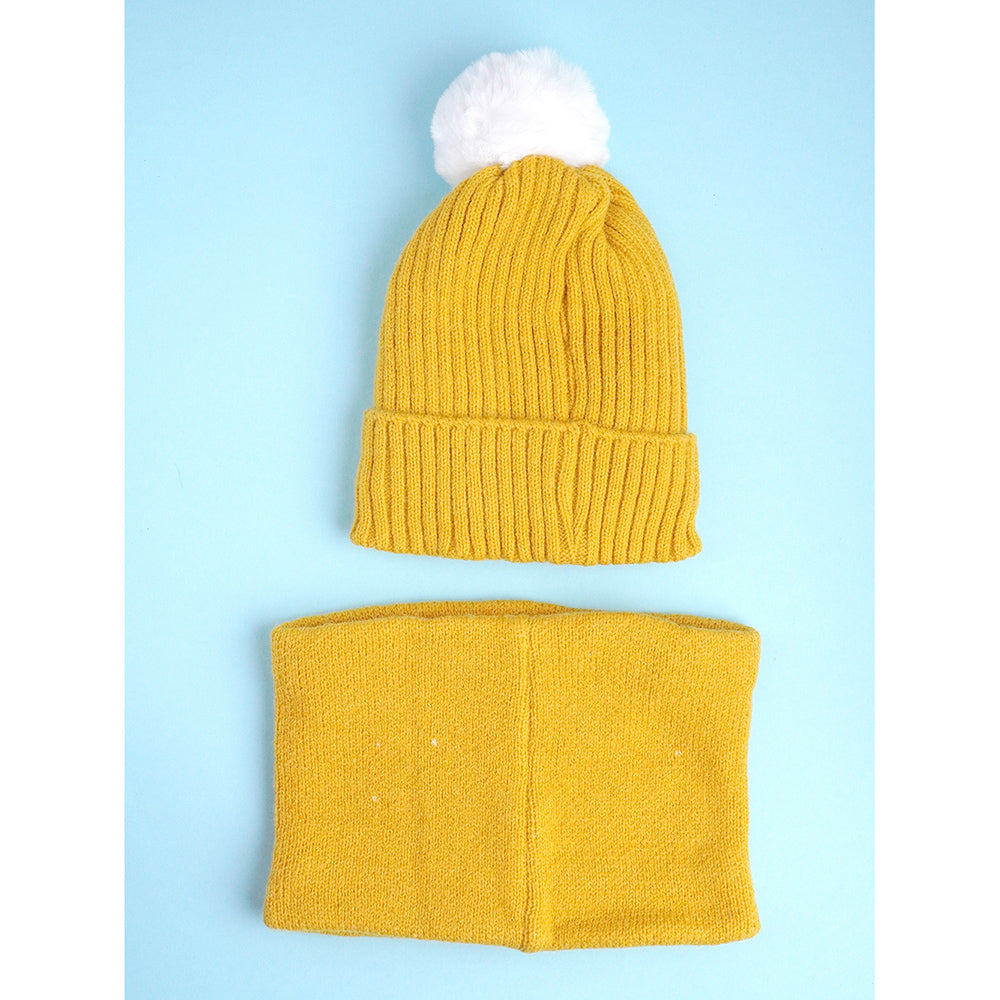 Little Surpise Box , 2pcs Occur White Bear themed Beanie Winter Cap with matching Neck Cuff style Muffler for Kids, 4-10 Years