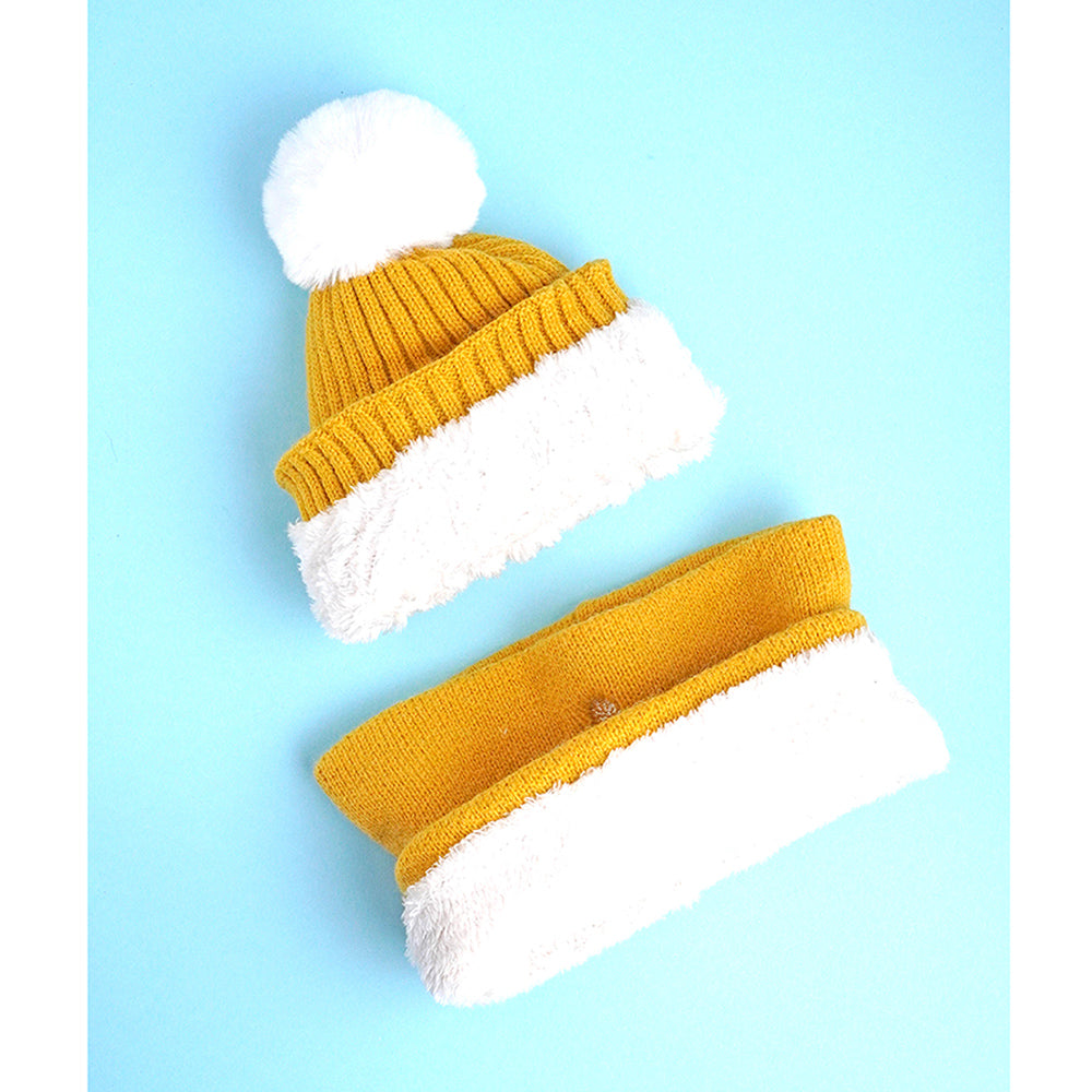 Little Surpise Box , 2pcs Occur White Bear themed Beanie Winter Cap with matching Neck Cuff style Muffler for Kids, 4-10 Years