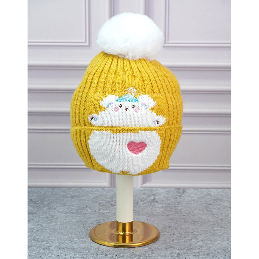 Little Surpise Box , 2pcs Occur White Bear themed Beanie Winter Cap with matching Neck Cuff style Muffler for Kids, 4-10 Years