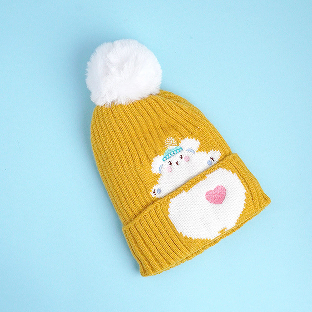 Little Surpise Box , 2pcs Occur White Bear themed Beanie Winter Cap with matching Neck Cuff style Muffler for Kids, 4-10 Years