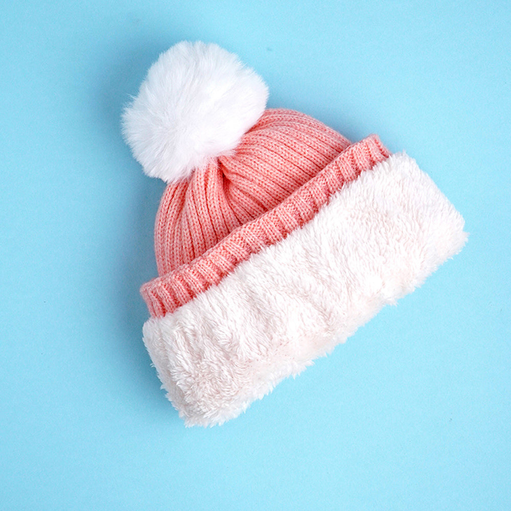 2pcs Peach Unicorn themed Beanie Winter Cap with matching Long style Neck Muffler for Kids, 4-10 Years