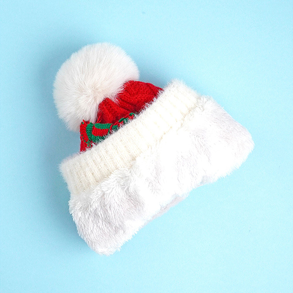 2pcs Red Reindeer themed Winter Cap Beanie with matching Long style Neck Muffler for Kids, 3-10 Years