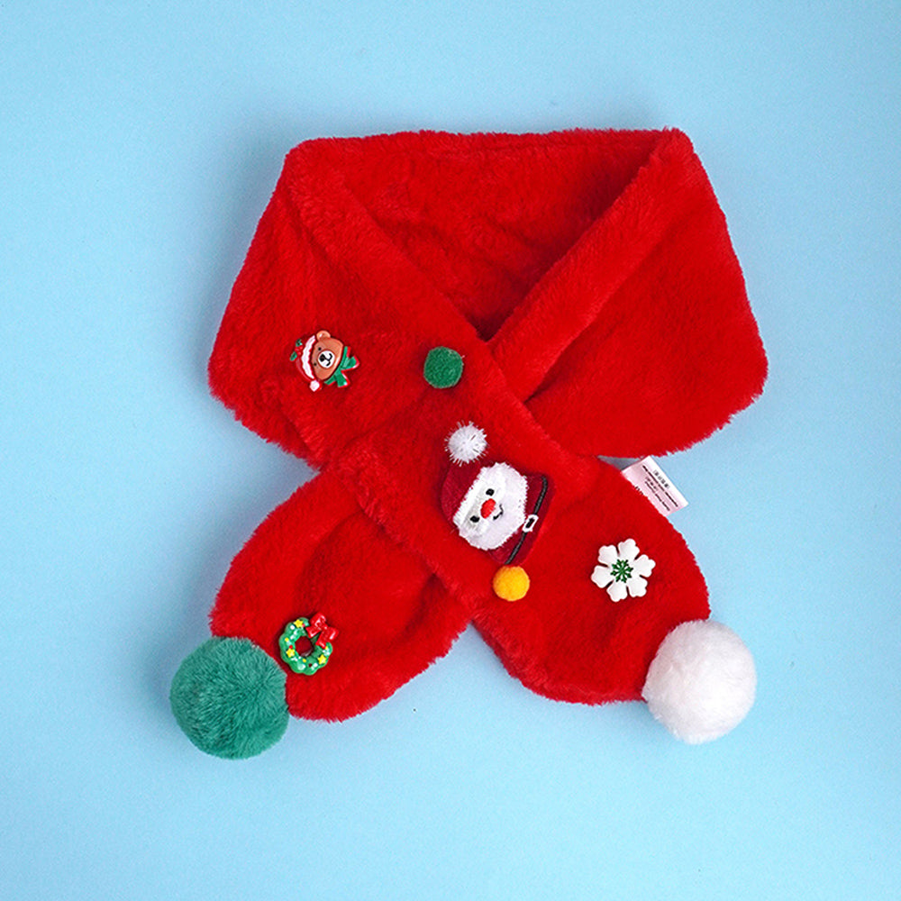 2pcs Red Santa Christmas themed Winter Cap Beanie with matching Long style Neck Muffler for Kids, 3-10 Years