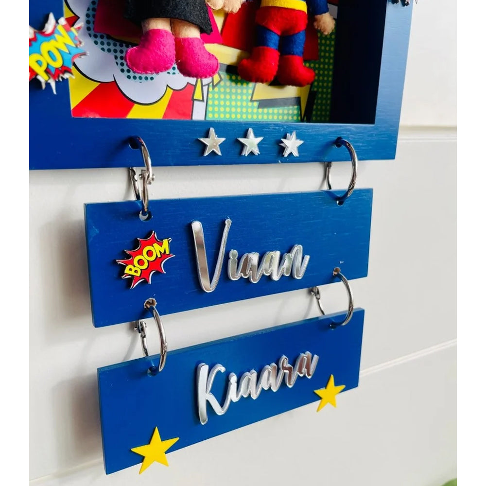 Power Brother & Sister Personalised Name Plaque with Free Rakhi