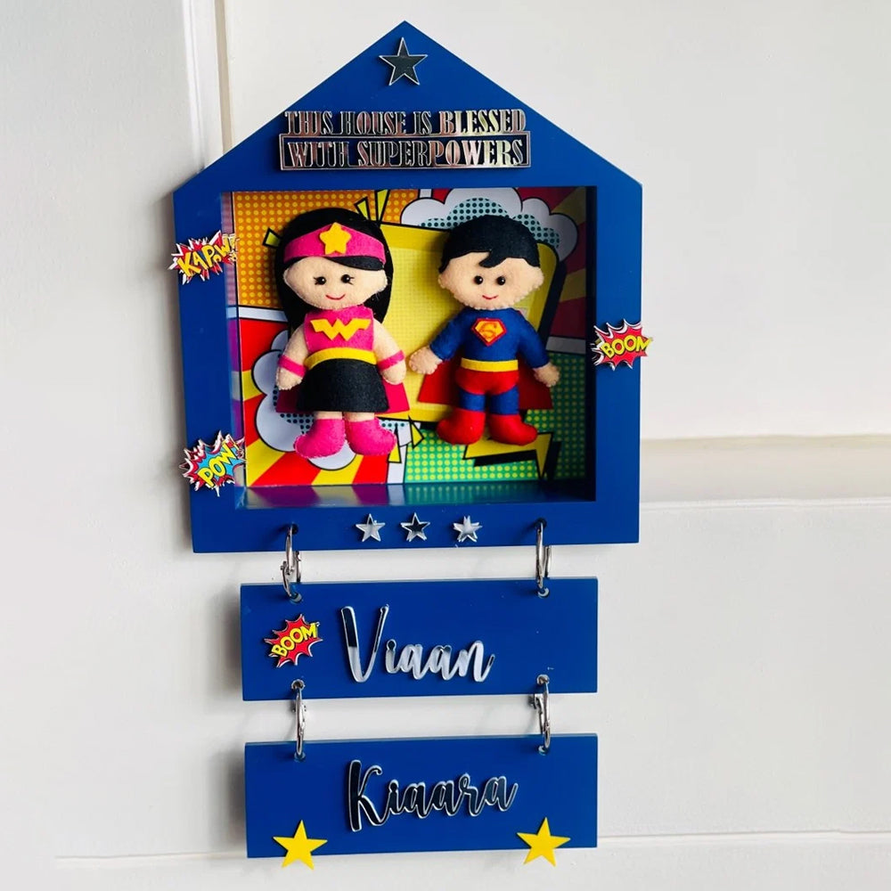 Power Brother & Sister Personalised Name Plaque with Free Rakhi