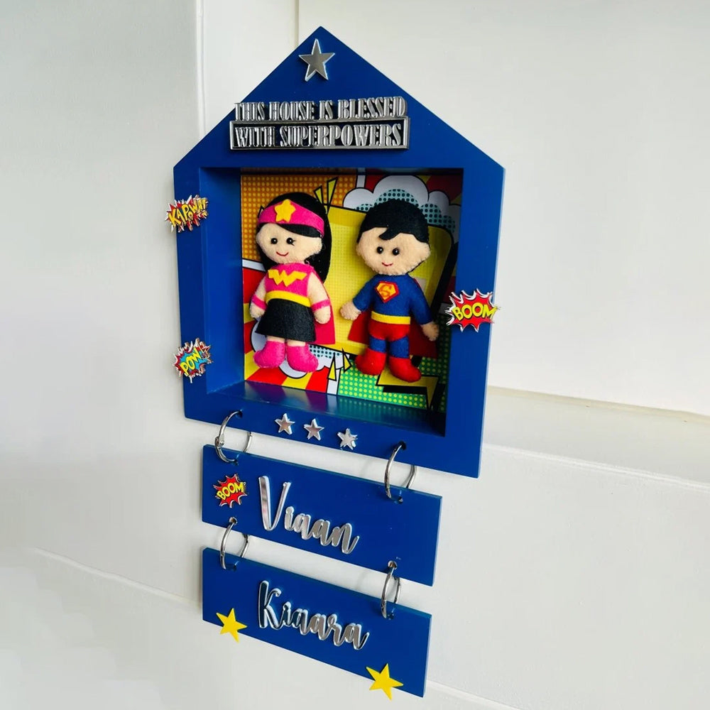 Power Brother & Sister Personalised Name Plaque with Free Rakhi