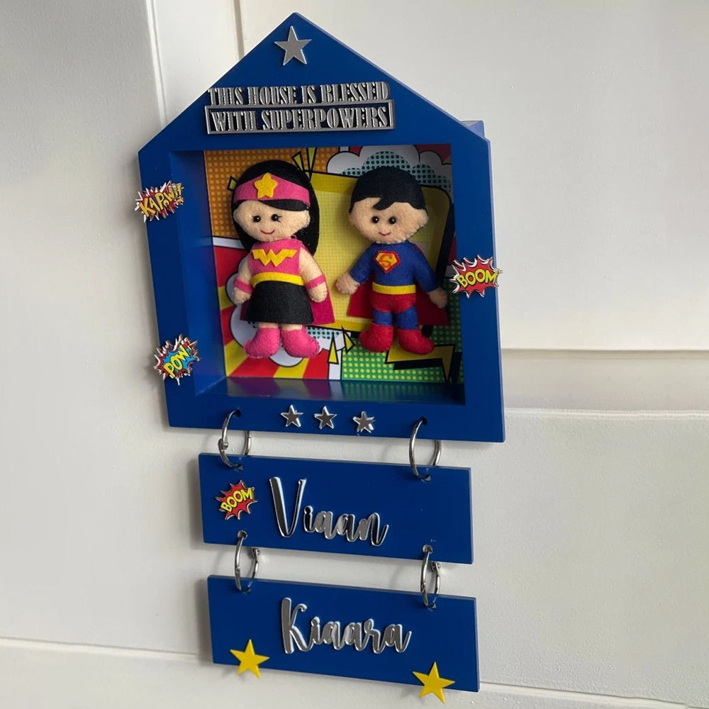 Power Brother & Sister Personalised Name Plaque with Free Rakhi