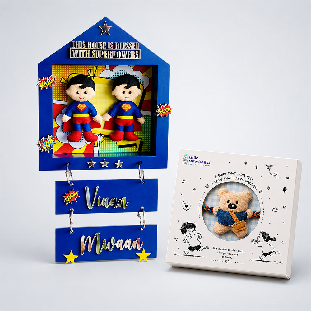 Power brothers Personalised Name Plaque with Free Rakhi
