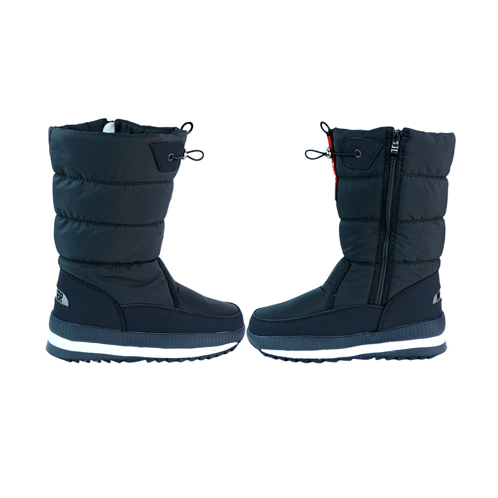 Deep Black, High Rise Waterproof Winter Snow Boots for Women for minus temperature