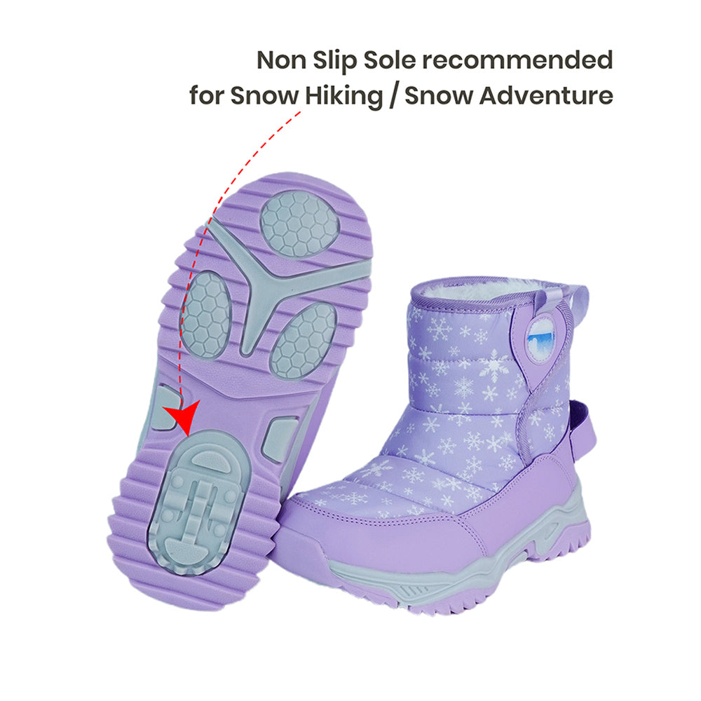 Purple Snowflake Waterproof Winter Snow Boots for Women for Minus Degree Temperature