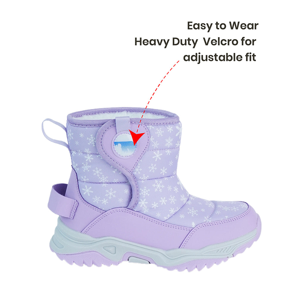 Purple Snowflake Waterproof Winter Snow Boots for Women for Minus Degree Temperature