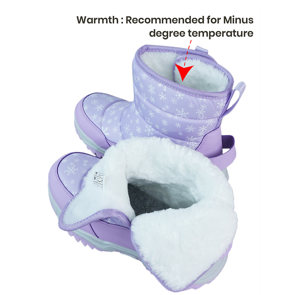 Purple Snowflake Waterproof Winter Snow Boots for Women for Minus Degree Temperature