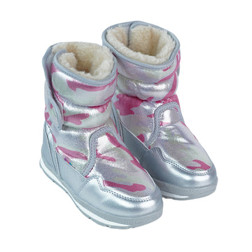 Silver & Fuchsia Pink Waterproof Winter Snow Boots for Women for minus temperature