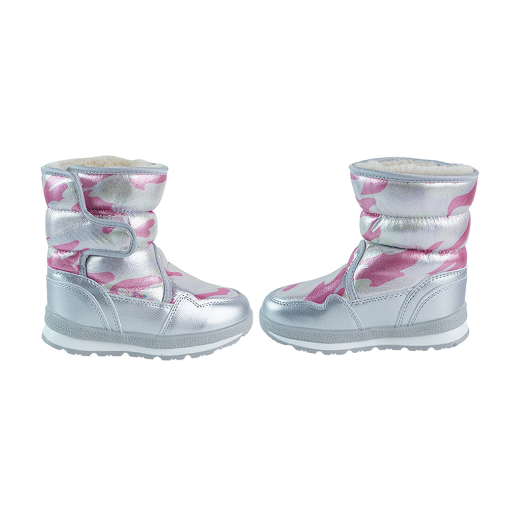 Silver & Fuchsia Pink Waterproof Winter Snow Boots for Women for minus temperature