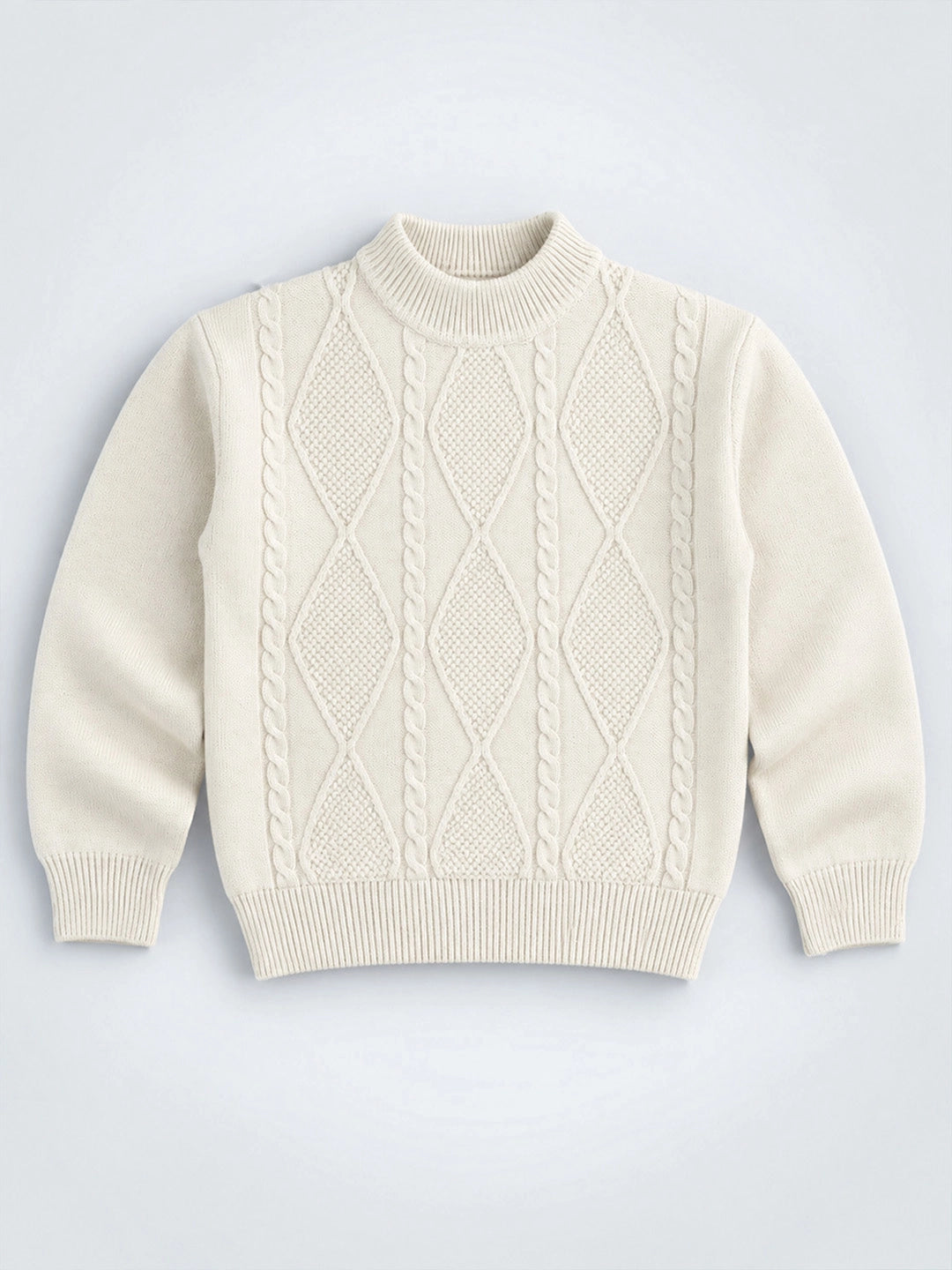 Cream Cable-Knit Winter Cardigan, Christmas Sweater for Kids