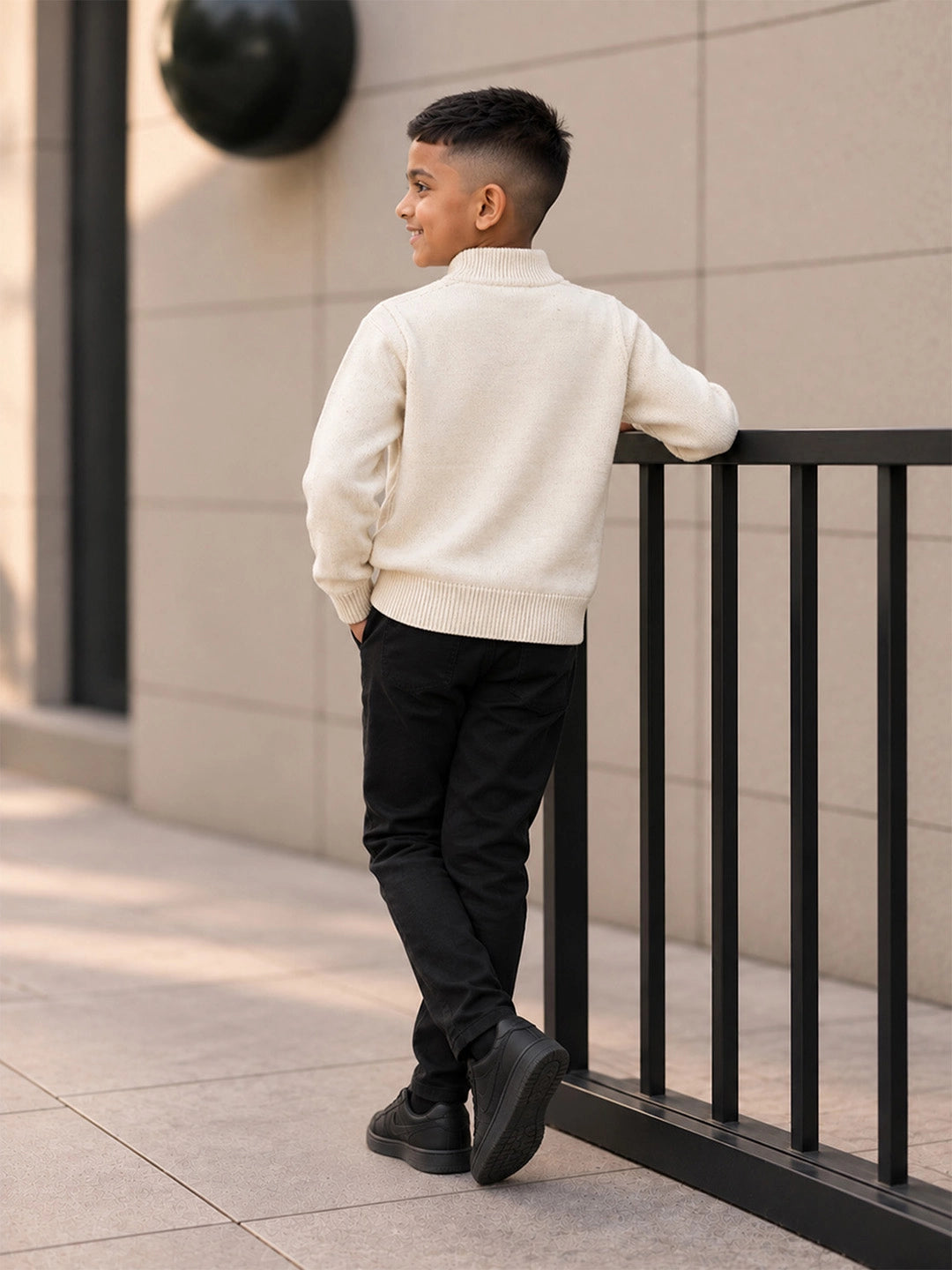 Cream Cable-Knit Winter Cardigan, Christmas Sweater for Kids