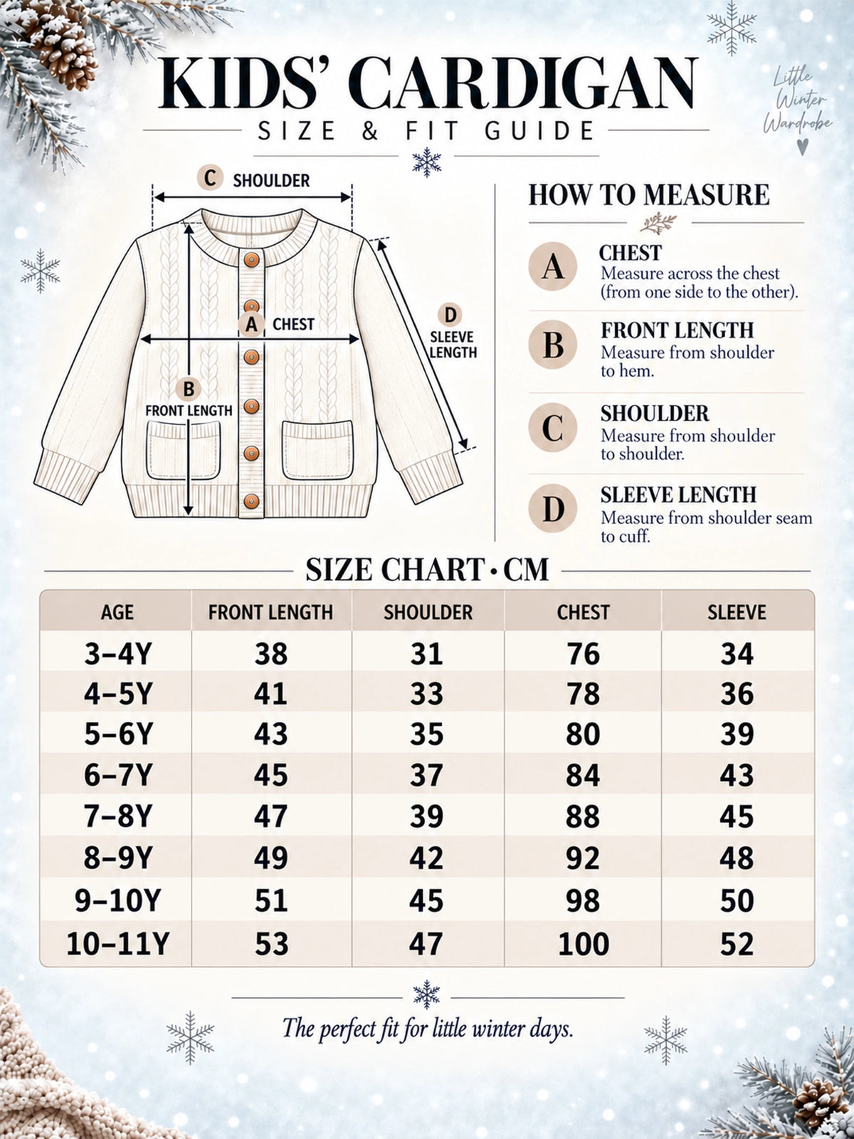 Cream Cable-Knit Winter Cardigan, Christmas Sweater for Kids