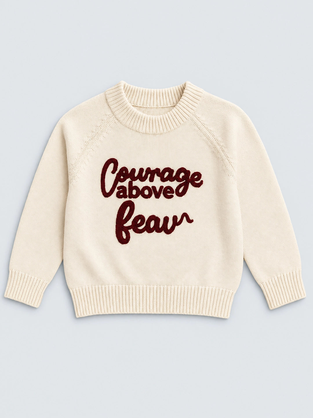 Cream Courage Above Fear Warmer Cardigan, Christmas Cardigan Winter Sweater for Kids