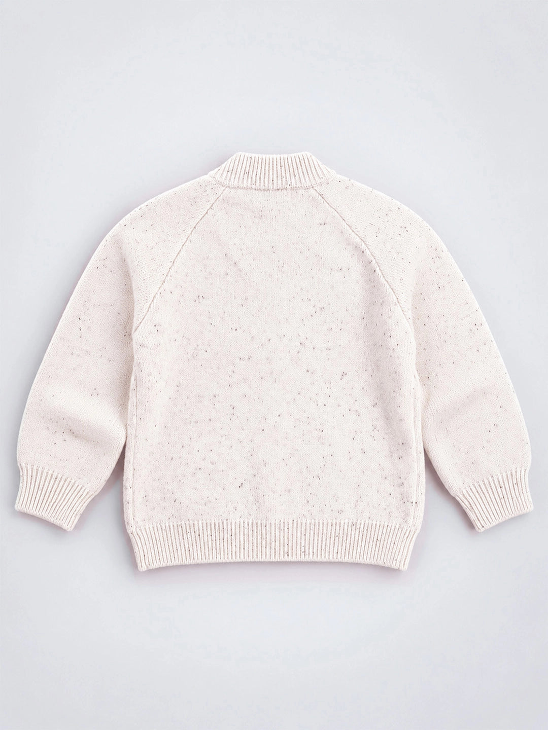 Cream Little Pony Horse Winter Cardigan, Christmas Sweater with Horse Brooch for Kids