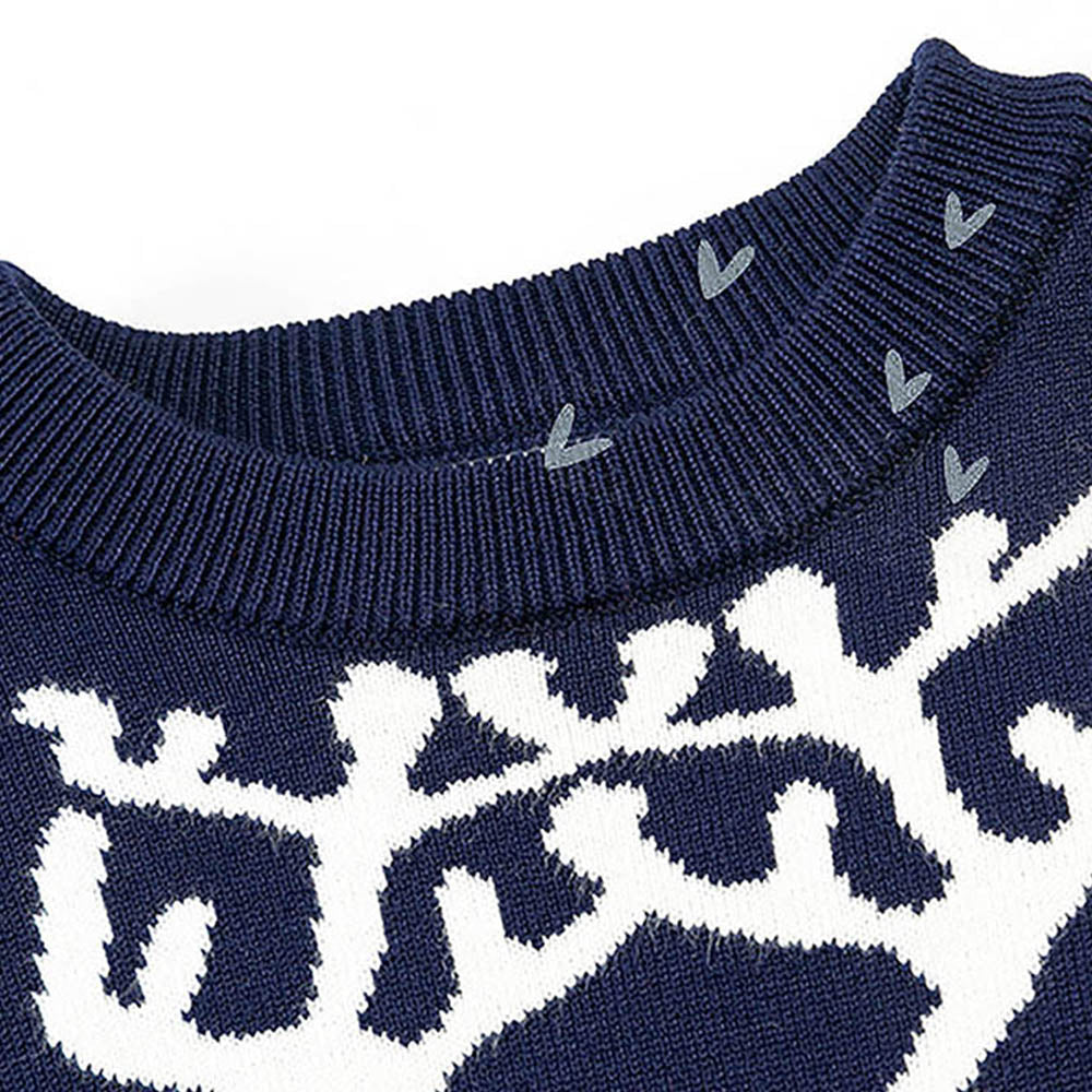 Green Tie Reindeer Knitted Christmas cardigan Sweater for Kids, Navy
