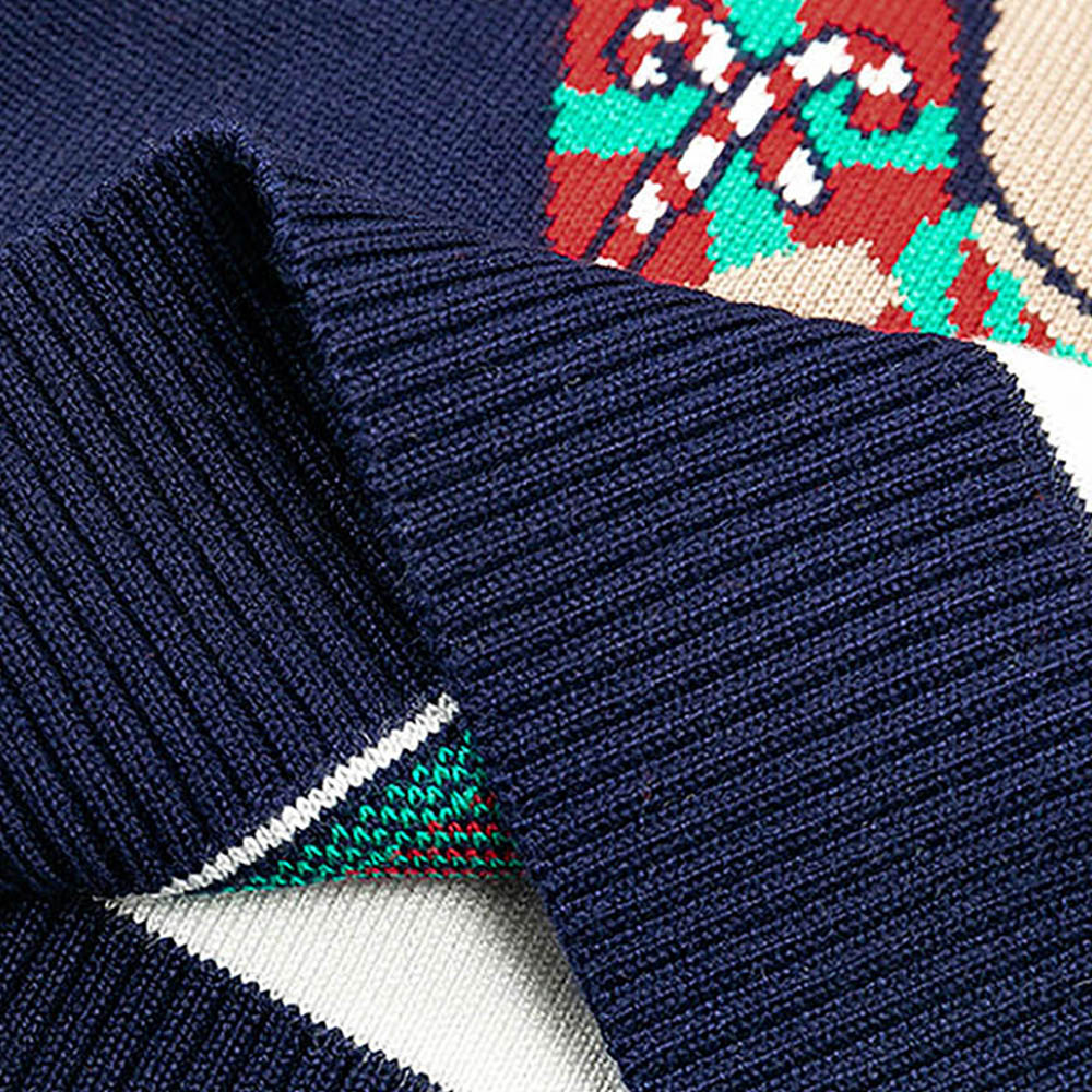 Green Tie Reindeer Knitted Christmas cardigan Sweater for Kids, Navy