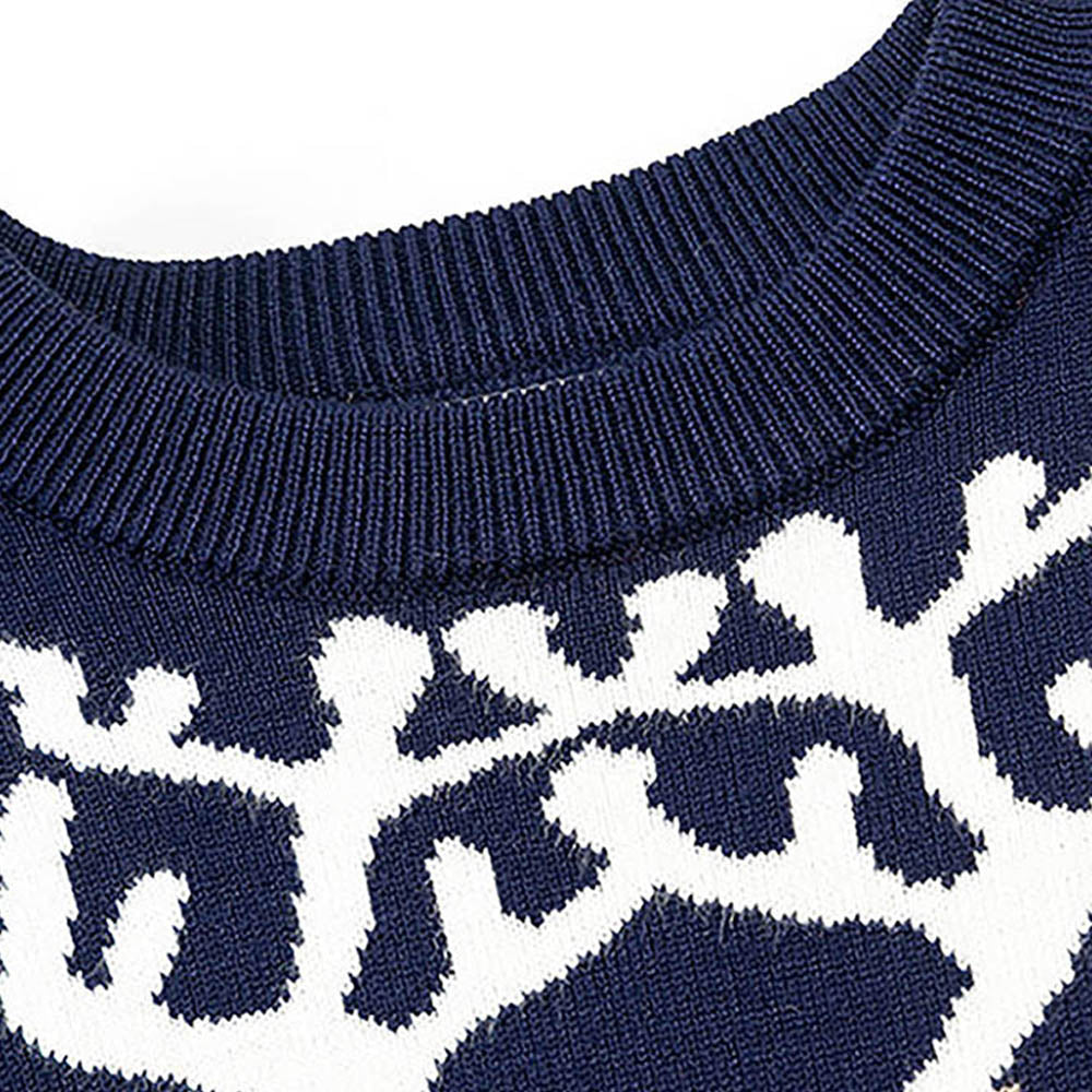 Green Tie Reindeer Knitted Christmas cardigan Sweater for Kids, Navy