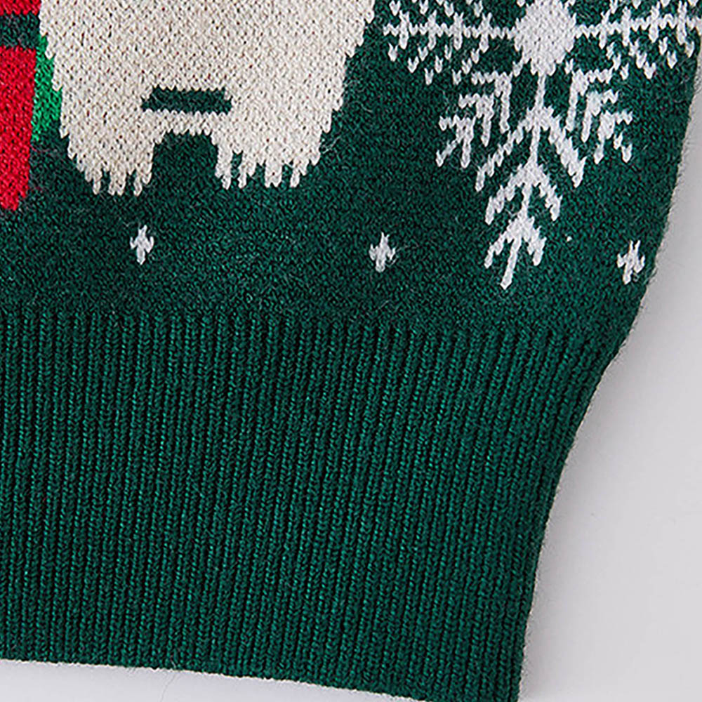 Green 2 Christmas Bears Knitted Christmas cardigan Sweater for Kids