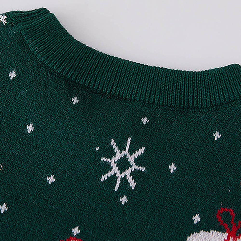Green 2 Christmas Bears Knitted Christmas cardigan Sweater for Kids