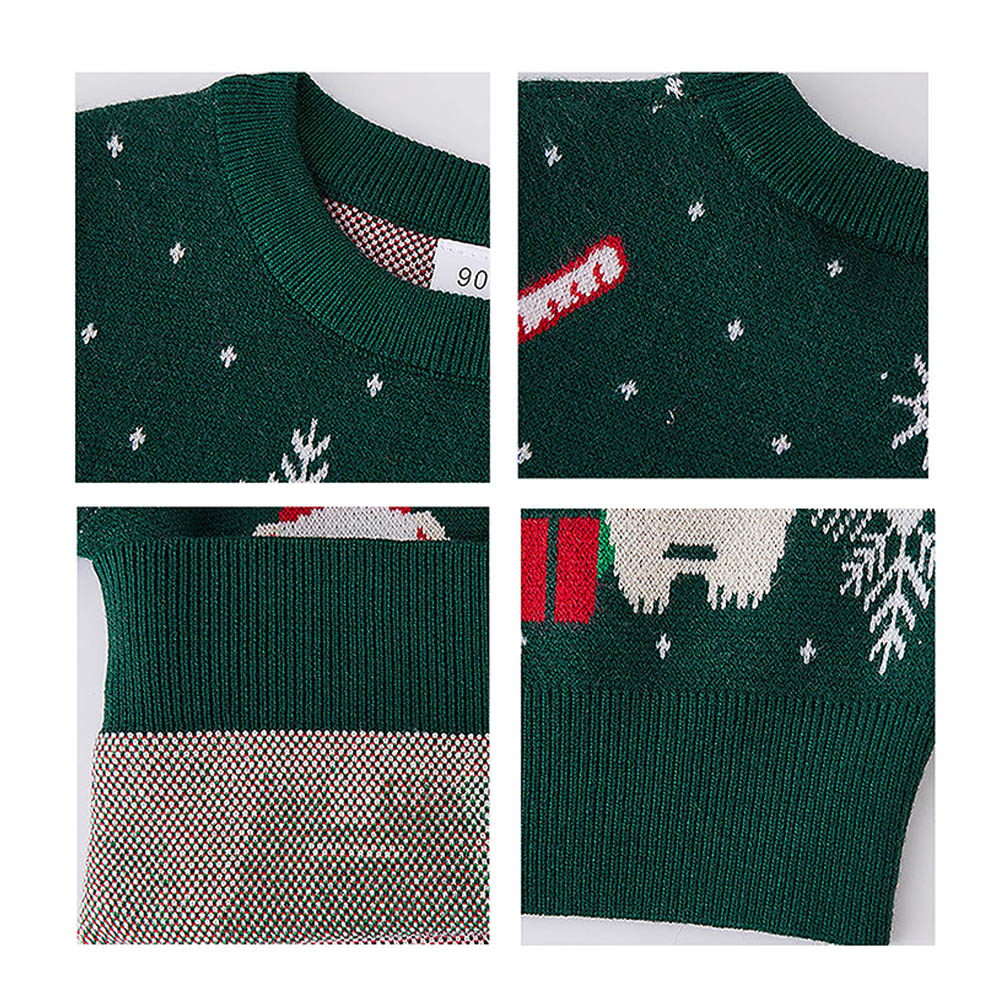 Green 2 Christmas Bears Knitted Christmas cardigan Sweater for Kids