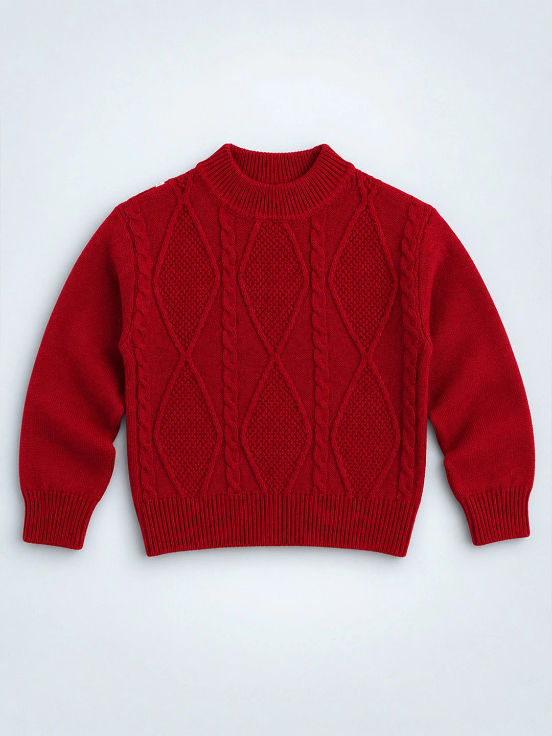 Maroon Cable-Knit Winter Cardigan, Christmas Sweater for Kids
