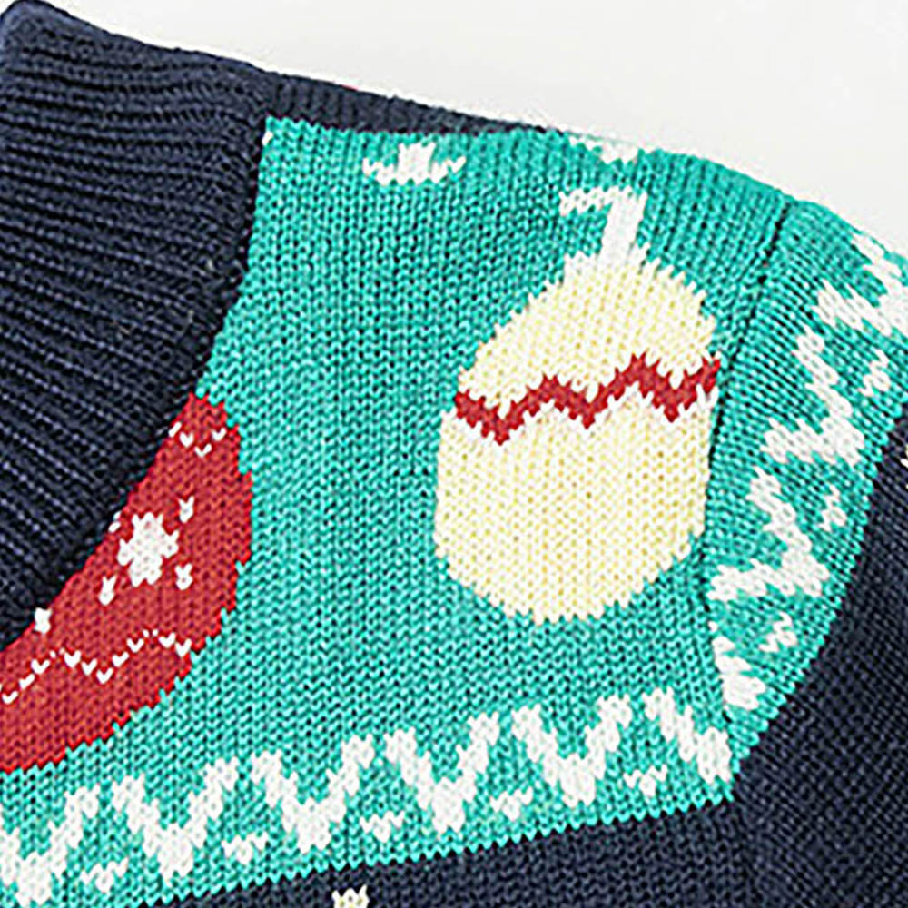 Navy 2 Christmas Deers Knitted Christmas cardigan Sweater for Kids