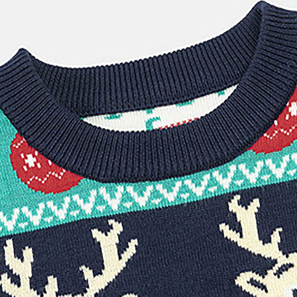 Navy 2 Christmas Deers Knitted Christmas cardigan Sweater for Kids