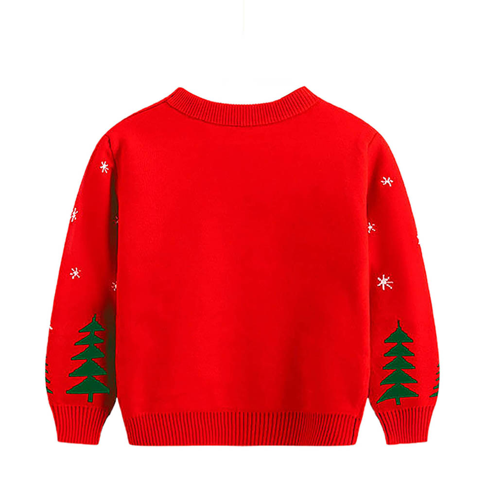 Red Flying Sleigh Knitted Christmas cardigan Sweater for Kids