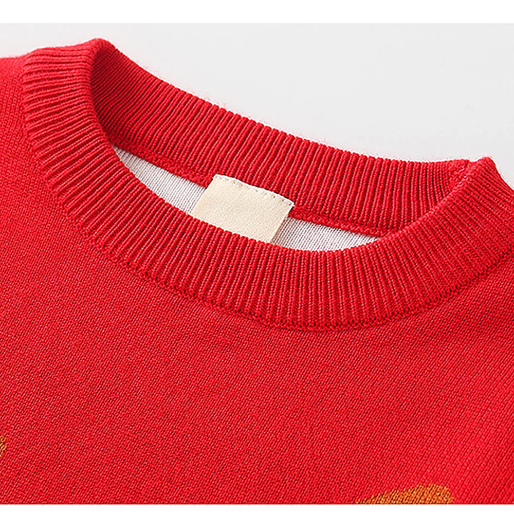Red Flying Sleigh Knitted Christmas cardigan Sweater for Kids