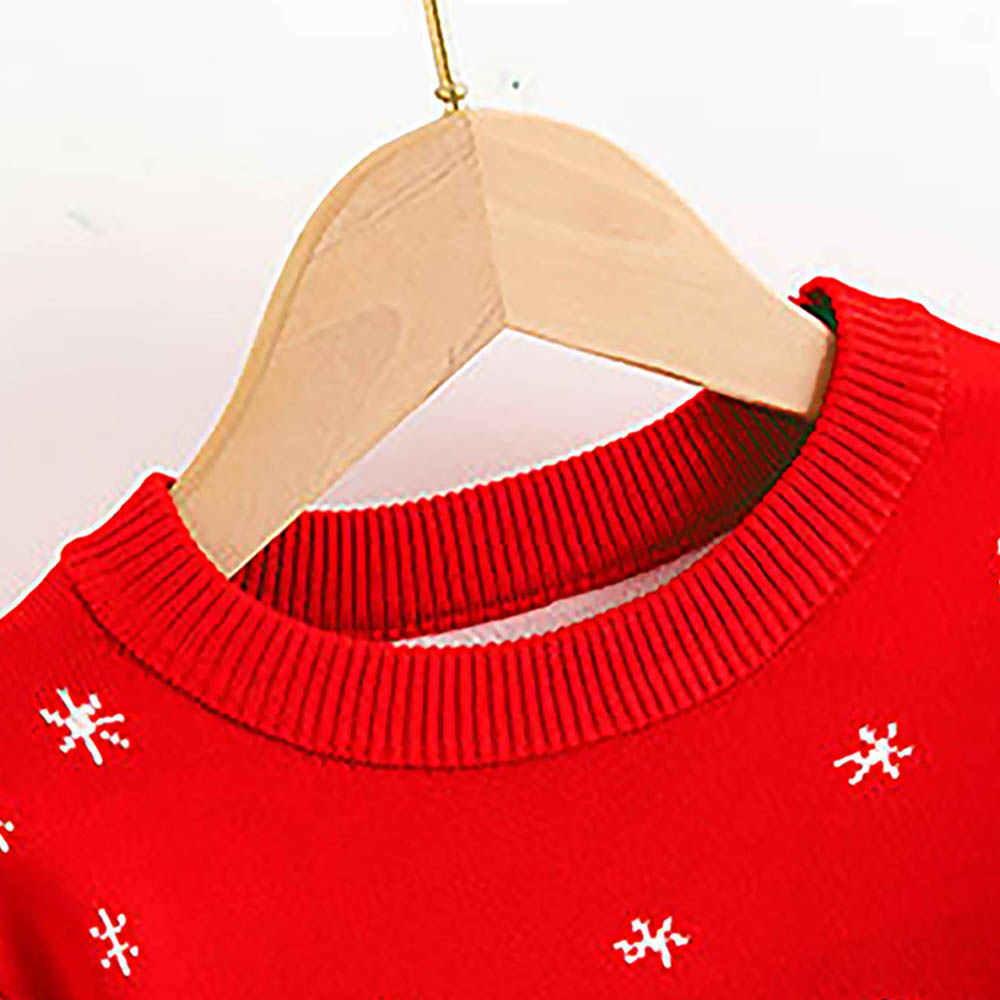 Red Flying Sleigh Knitted Christmas cardigan Sweater for Kids