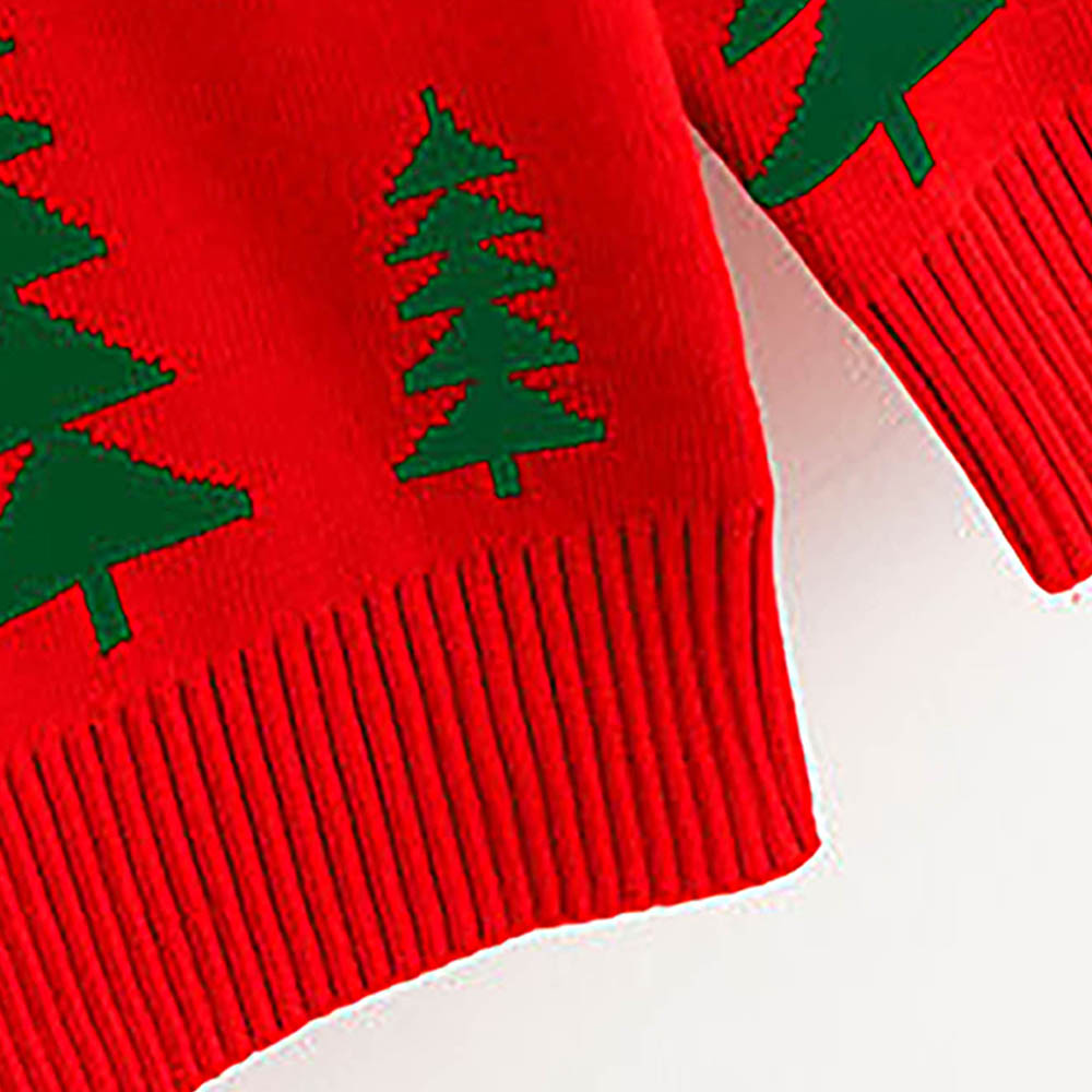 Red Flying Sleigh Knitted Christmas cardigan Sweater for Kids