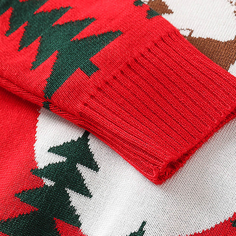 Red Flying Sleigh Knitted Christmas cardigan Sweater for Kids