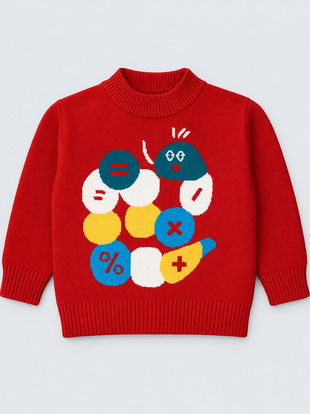 Red Maths Fun Kids Cardigan, Sweater for Christmas & Winter