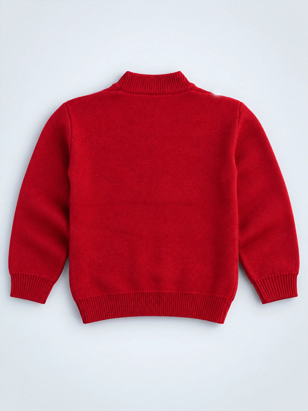 Red White Bear Knitted Winter Cardigan, Christmas Sweater for Kids