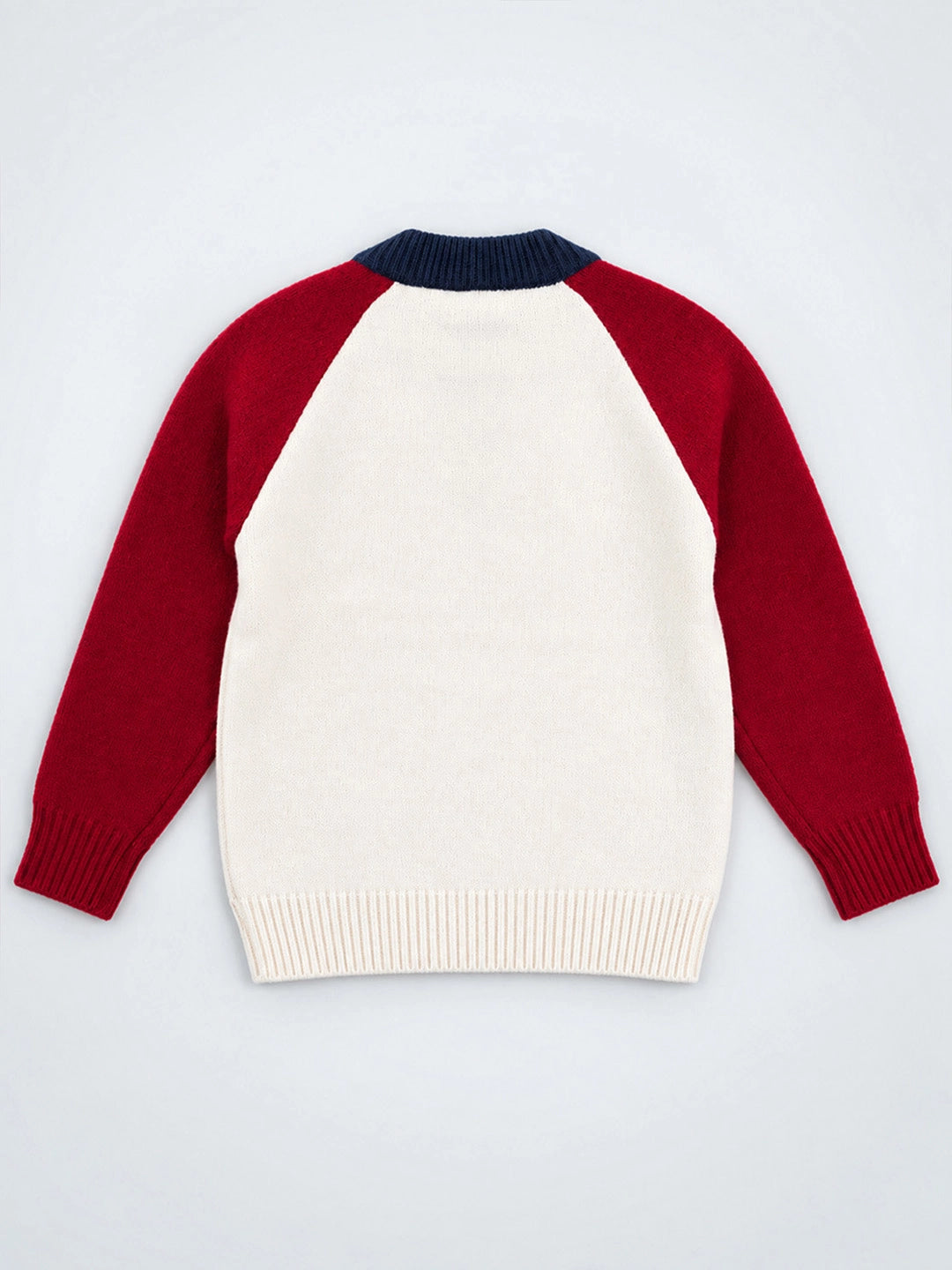 Cream & Maroon Sporty Bear Winter Cardigan, Christmas Sweater for Kids