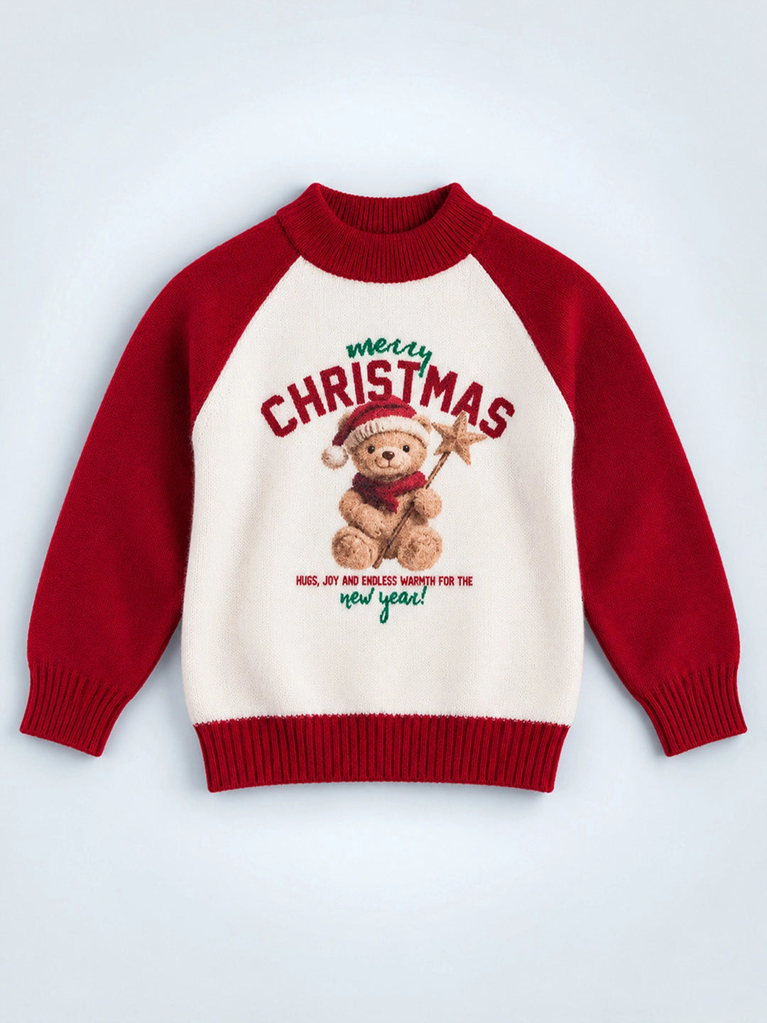 Merry Christmas Star Teddy Winter Cardigan, Christmas Sweater for Kids