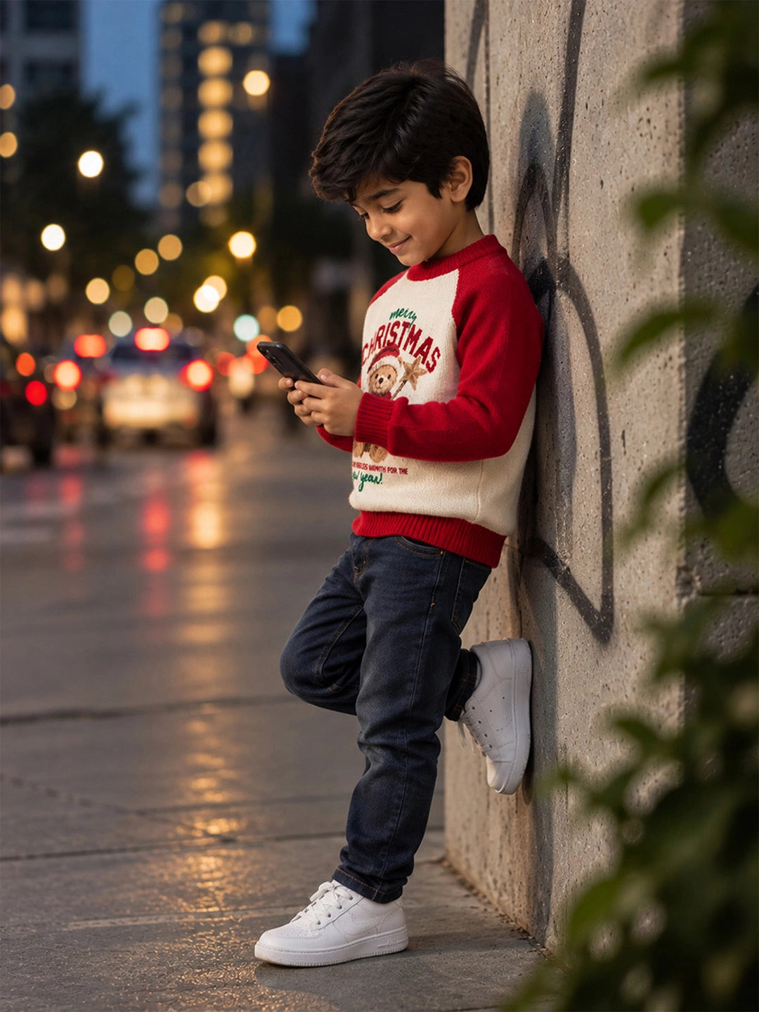 Merry Christmas Star Teddy Winter Cardigan, Christmas Sweater for Kids